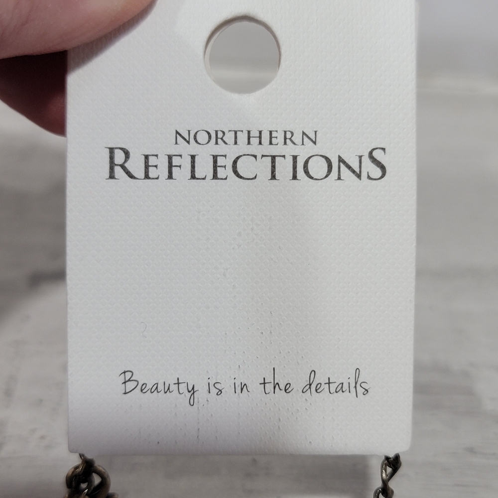 Northern Reflections Long Layered Necklace Oval Hammered Pendants Mixed Metal - Picture 10 of 15